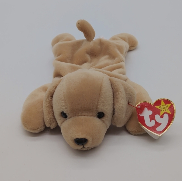 1997 Ty Beanie Baby Fetch Plush Dog Toy - Tan - Picture 2 of 6